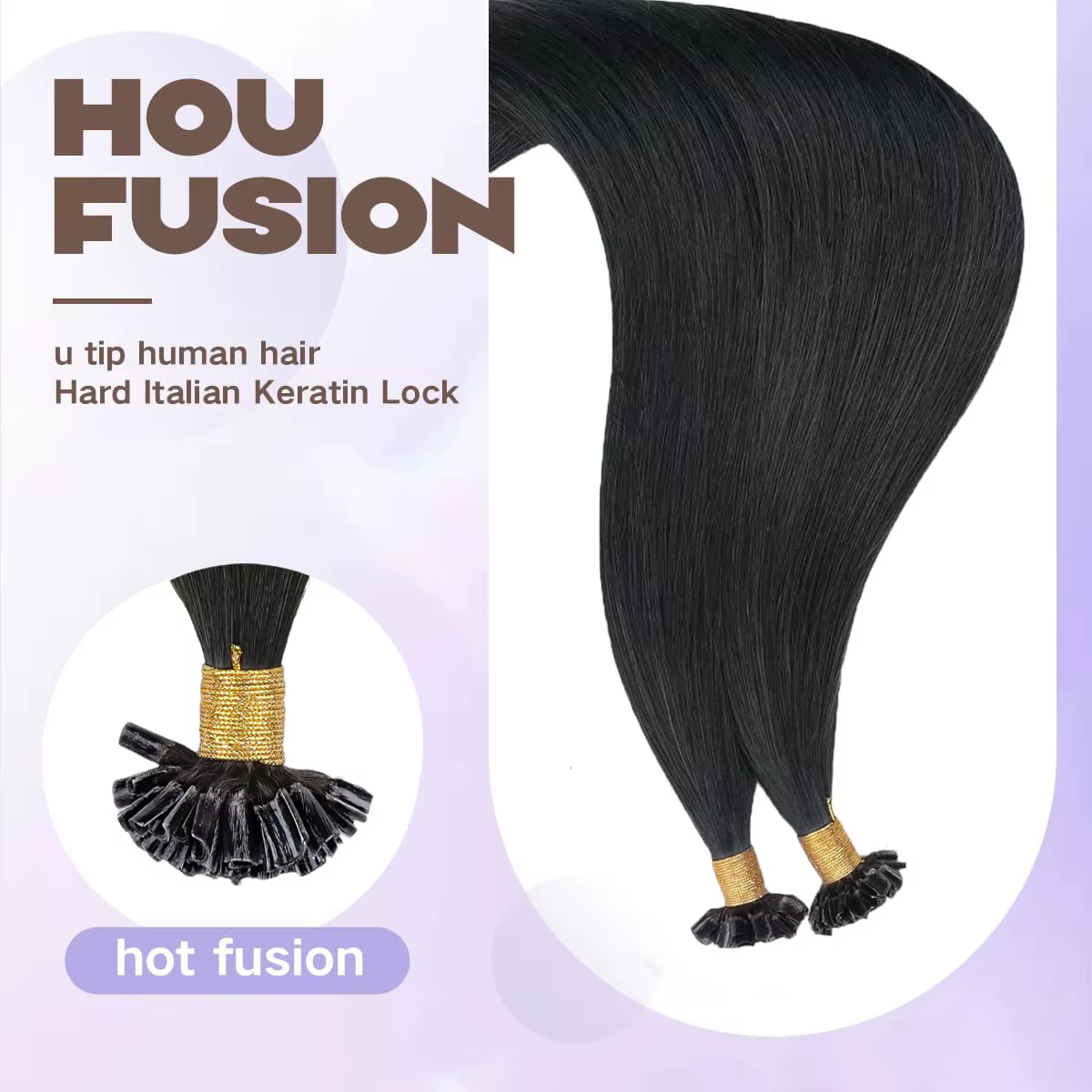 Extensions de cheveux humains U Tip 50G pointe d'ongle pré-collée Extensions Ktip de Fusion chaude cheveux doux droits noir naturel 50 brins/paquet