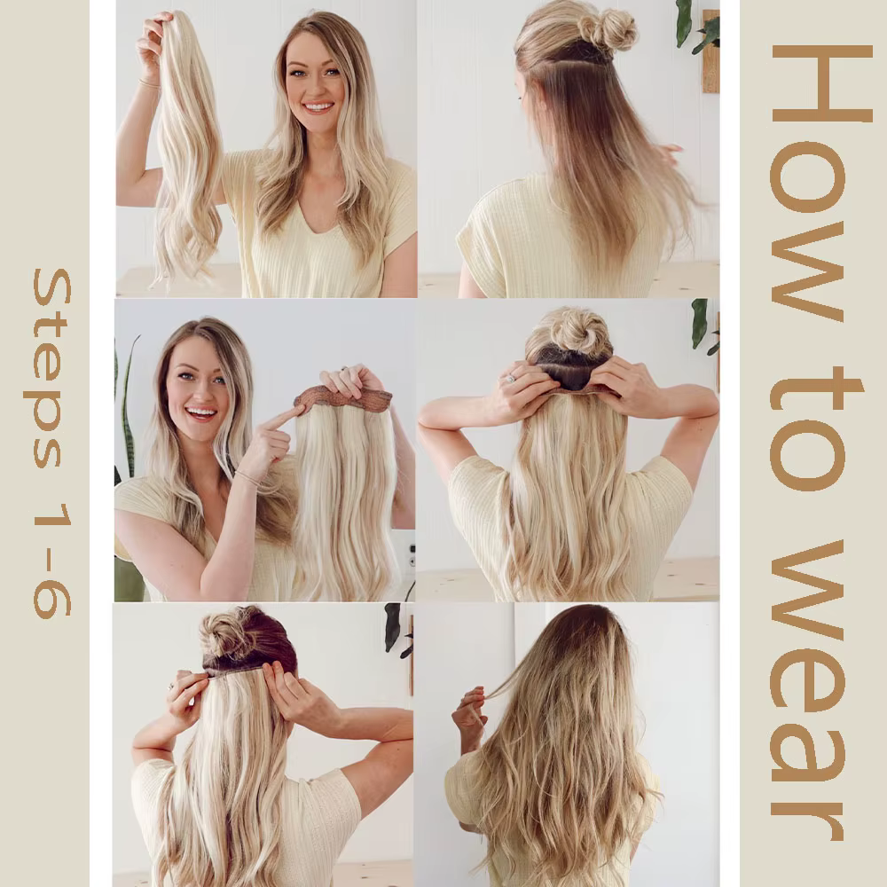 MERISIHAIR cheveux synthétiques longs raides 5 Clips Extensions Clips en Fiber haute température postiche noir brun