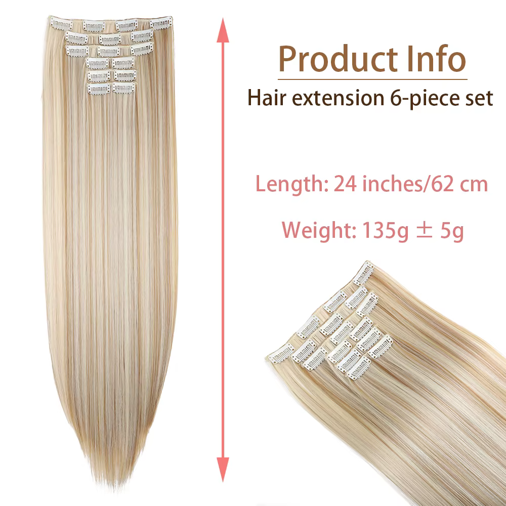 Extensions de Cheveux Synthétiques Longs et Lisses