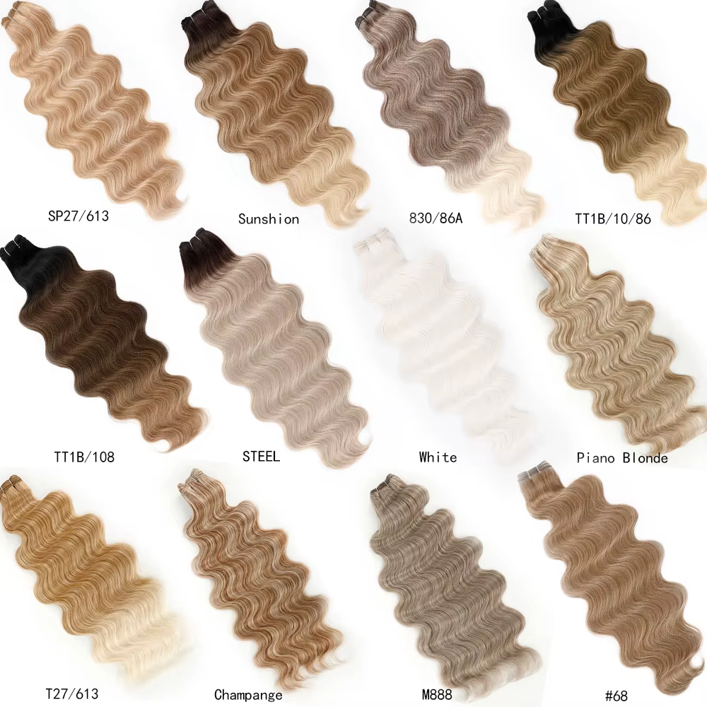 30 pouces 200 grammes surbrillance blonde 27/613 Ombre Brown 6 #   Extension de cheveux synthétiques à haute température, Body Wave, Bio-Protain