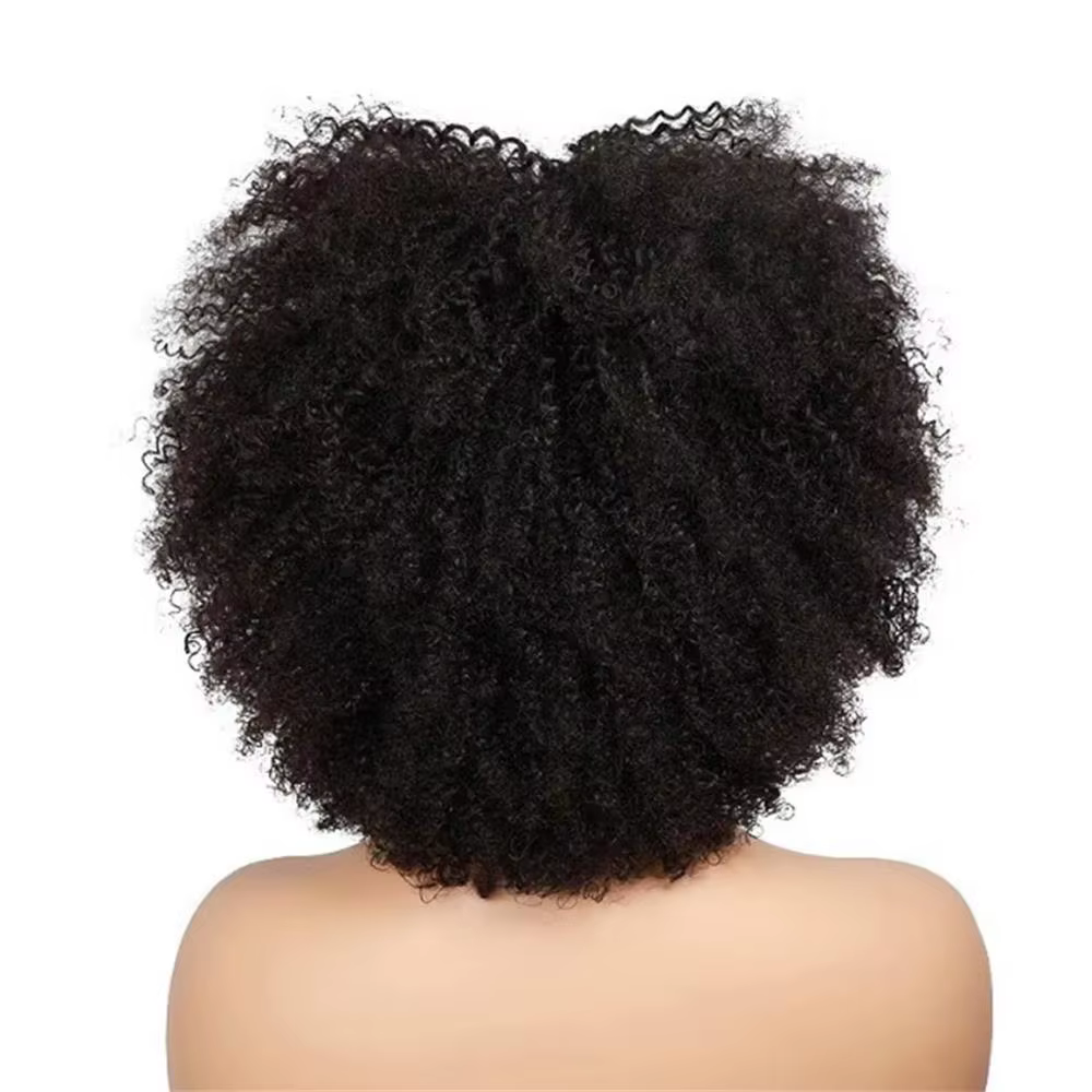 Afro crépus bouclés 100% cheveux humains 250% densité pleine Machine tête perruque brésilienne vierge