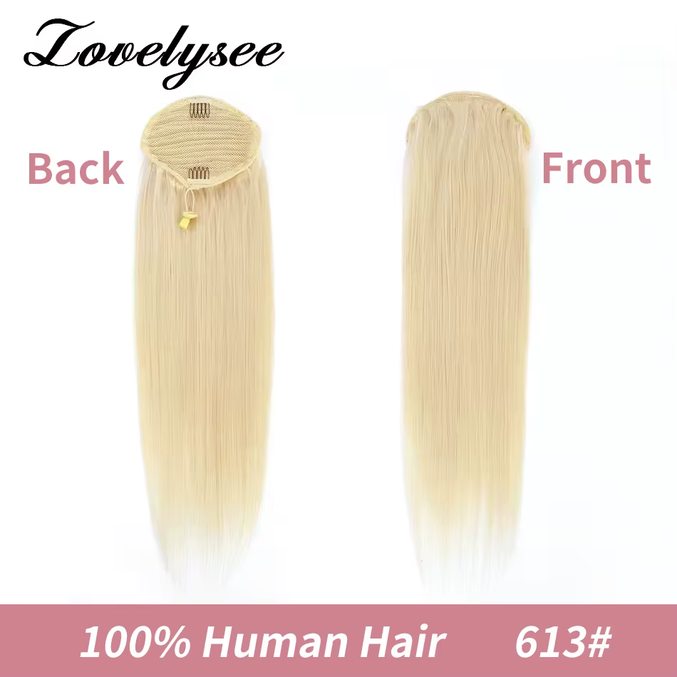 Cordon queue de cheval Extensions de cheveux humains 120G 160G droite Remy