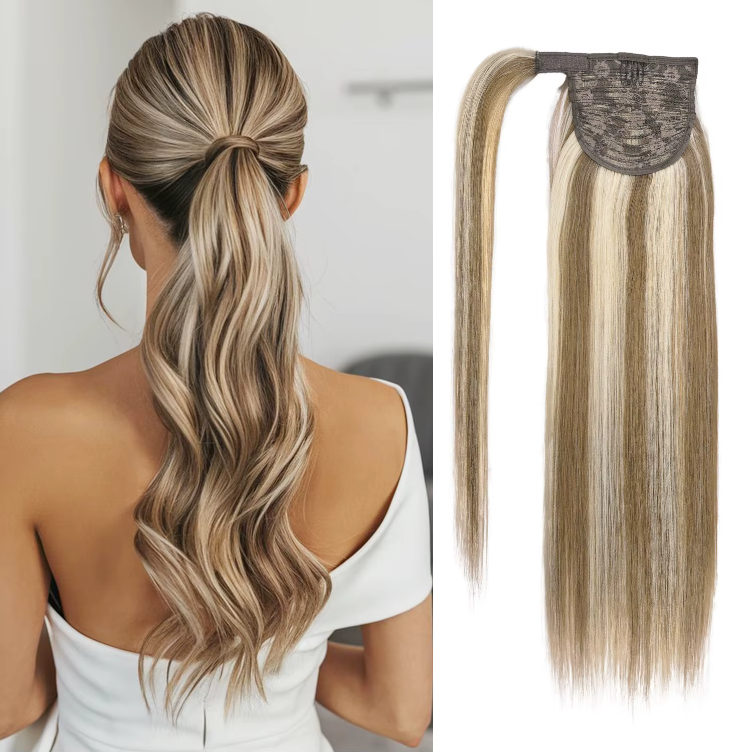 Extensions de cheveux humains queue de cheval longue