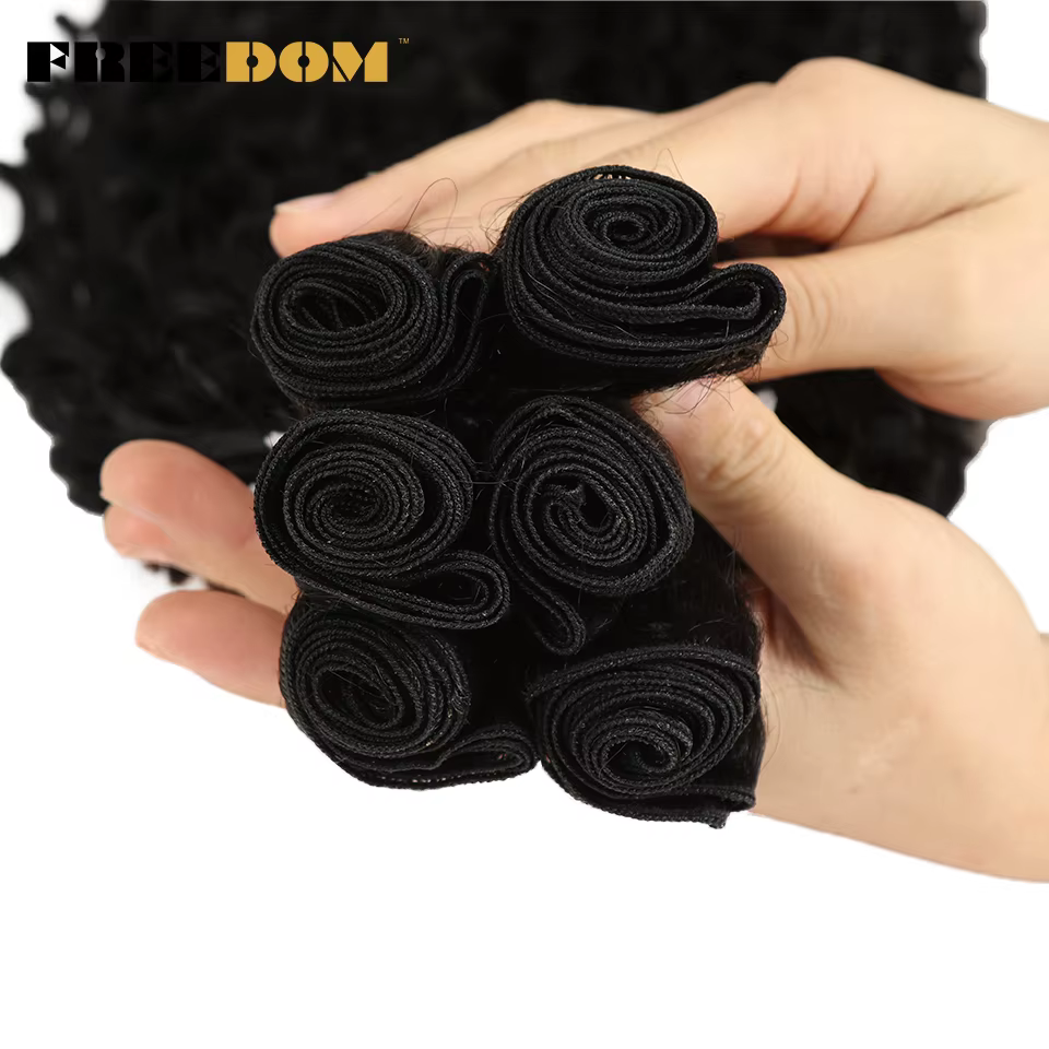 FREEDOM – Extensions capillaires synthétiques, cheveux bouclés, blonds ombrés, 24-28 pouces, 6 pièces/lot, résistants à la chaleur, pour femmes noires