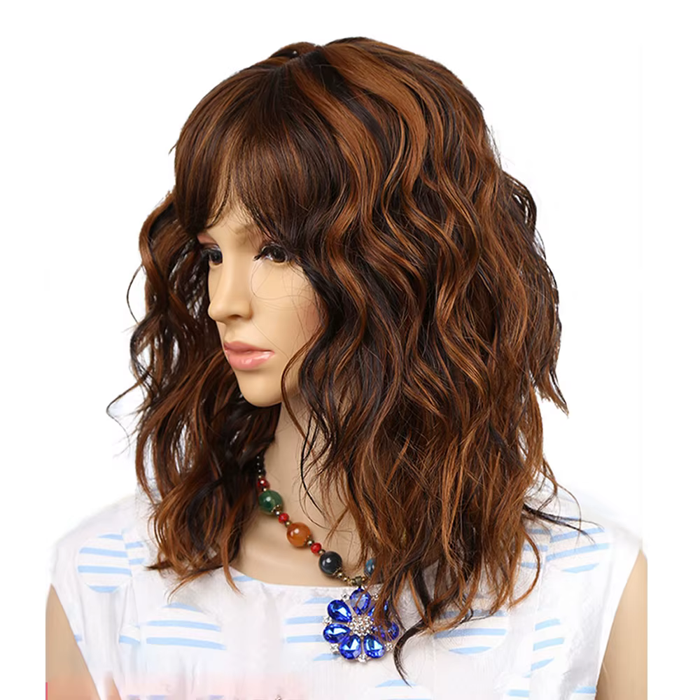 Amir-Perruque Bob Synthétique Courte avec Frange Latérale Naturelle pour Femme