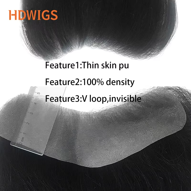 Toupet homme avant Hairine V Style perruques de cheveux humains pour hommes 100% humain Remy postiche système haute