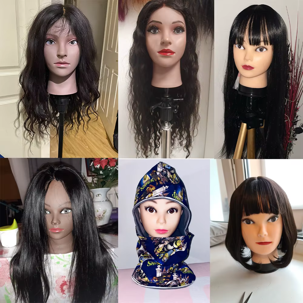 Tête de formation de Mannequin chauve femme grande taille 22 pouces sans