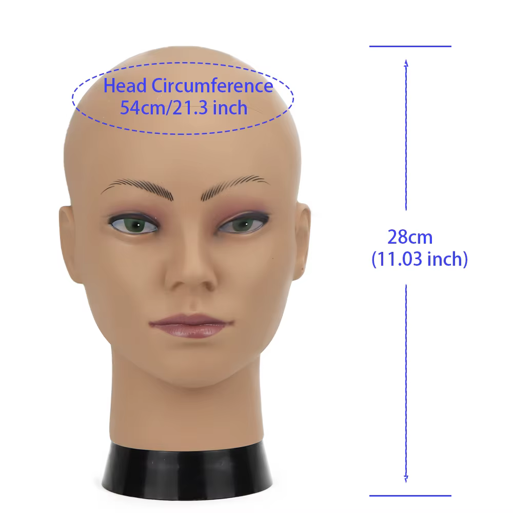 Tête de formation de Mannequin chauve femme grande taille 22 pouces sans