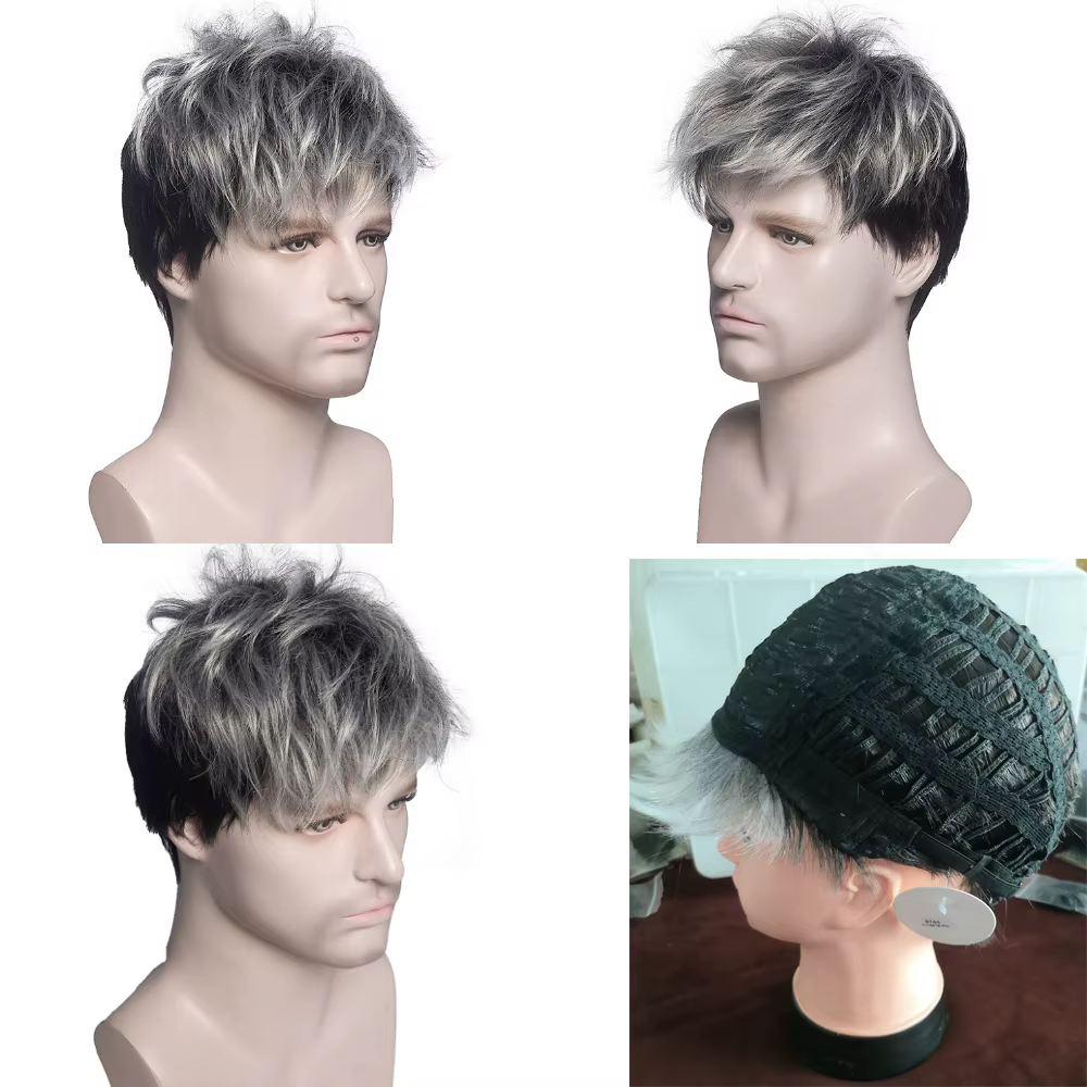 MSIWIGS – perruque synthétique courte et lisse pour hommes