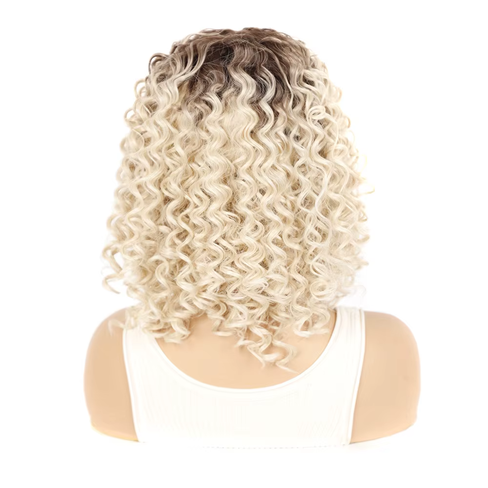 Jeedou-Perruque Synthétique Courte Bouclée pour Femme, Cheveux Profonds, Coiffure Moelleuse, Brun Foncé, Blond, Mélange de Perruques Documents