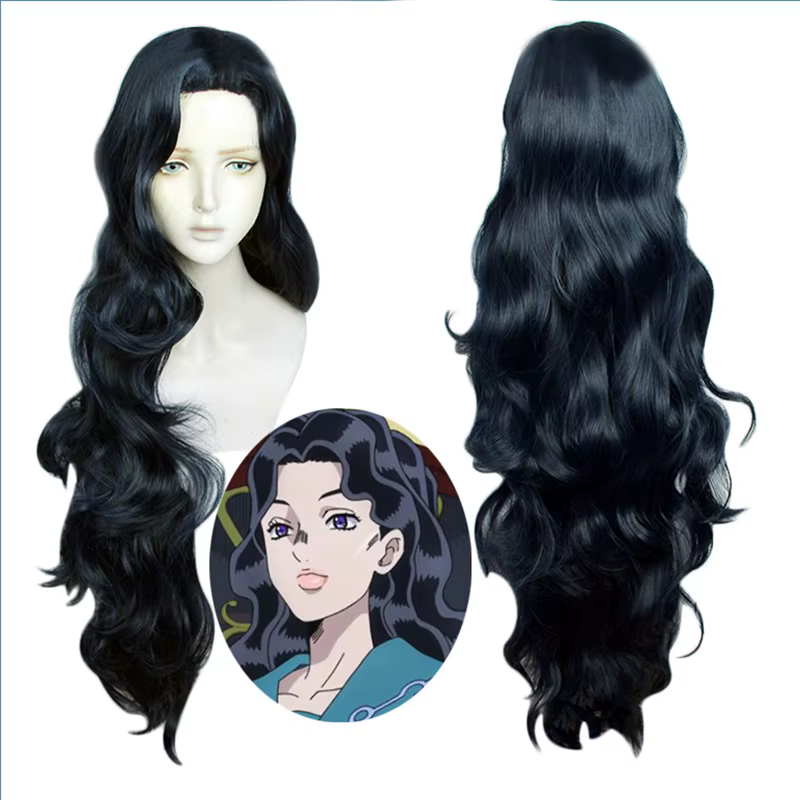 Yamagishi Yukako 120 cm longue perruque Cosplay noir bleu résistant à la chaleur