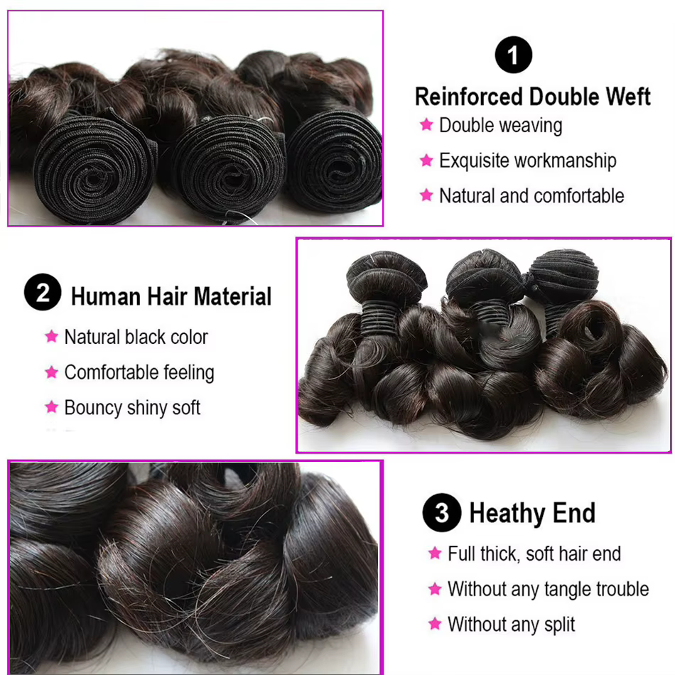 Luffy – tissage en lot brésilien naturel Remy bouclé et rebondissant