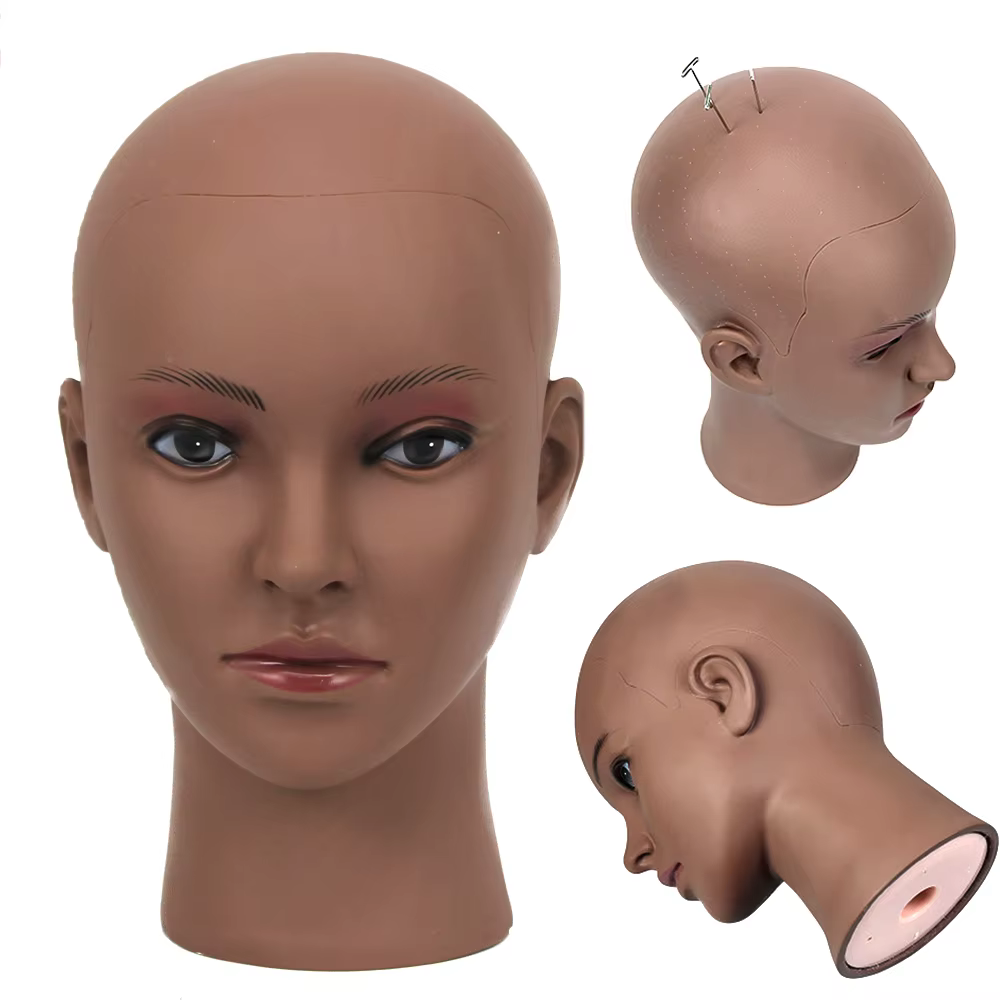 Tête de formation de Mannequin chauve femme grande taille 22 pouces sans