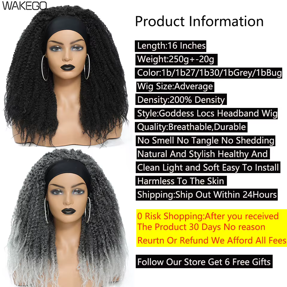 Wakego Afro crépus Marley torsion perruque noir Ombre brun cheveux