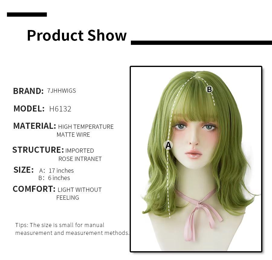 7JHH perruques vert Olive vague profonde perruque avec frange pour les femmes fête délicate Cosplay résistant à la