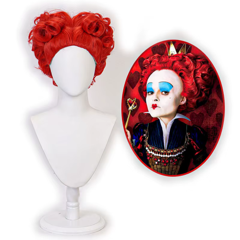 Perruque de Cosplay la reine rouge Alice au pays des merveilles pour femmes