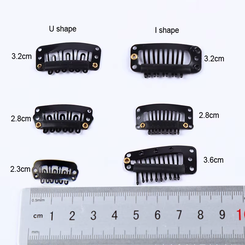50pcs 2.3cm-3.6cm couleur marron noir perruque Clips Snap Clip pour Extension de cheveux