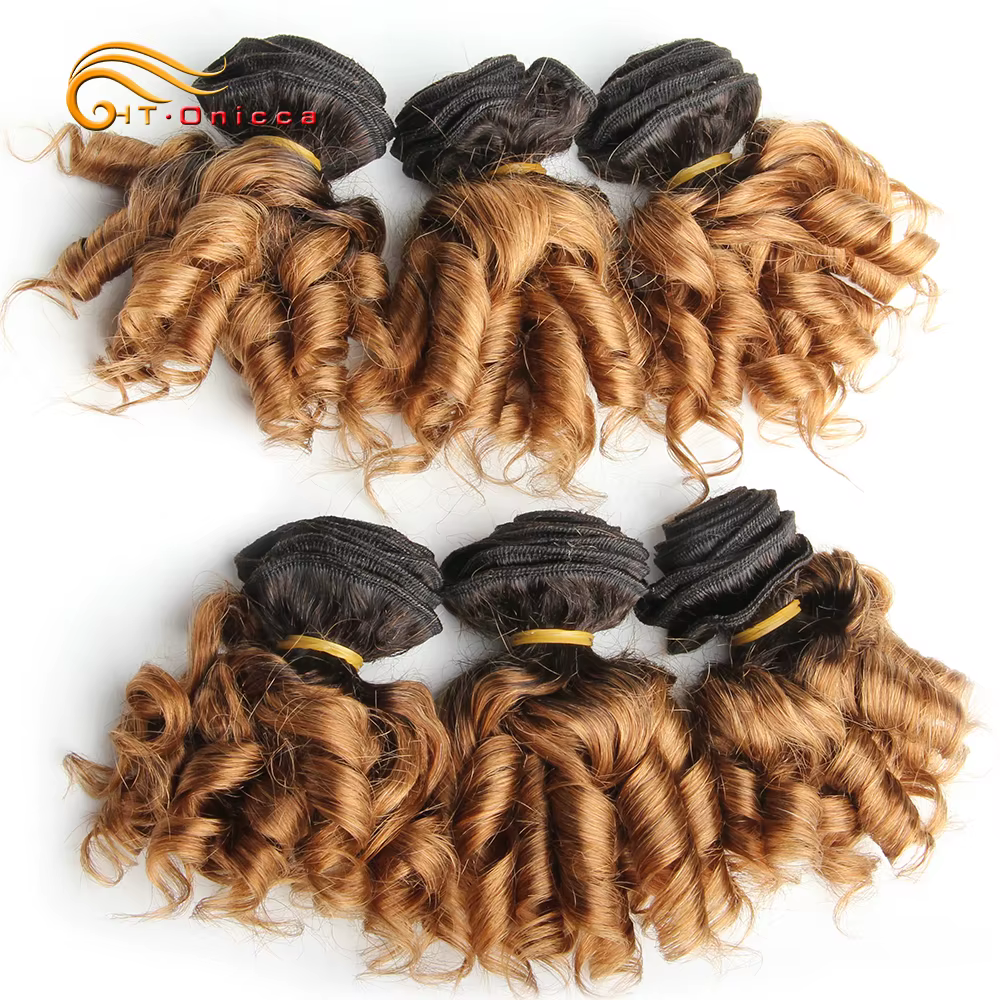 Htonicca-Extensions de Cheveux Brésiliens Naturels Courts Bouclés