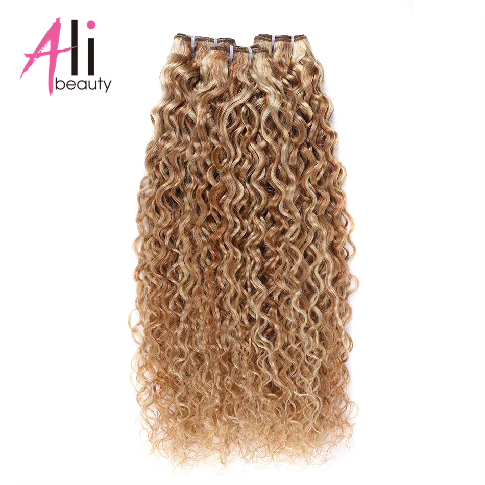 Ali-beauté # P27/613 paquets de vague d'eau Extensions de cheveux humains Remy trame