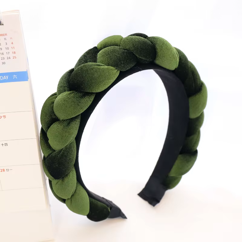 Bandeau tressé en velours pour femmes et filles, accessoires de cheveux
