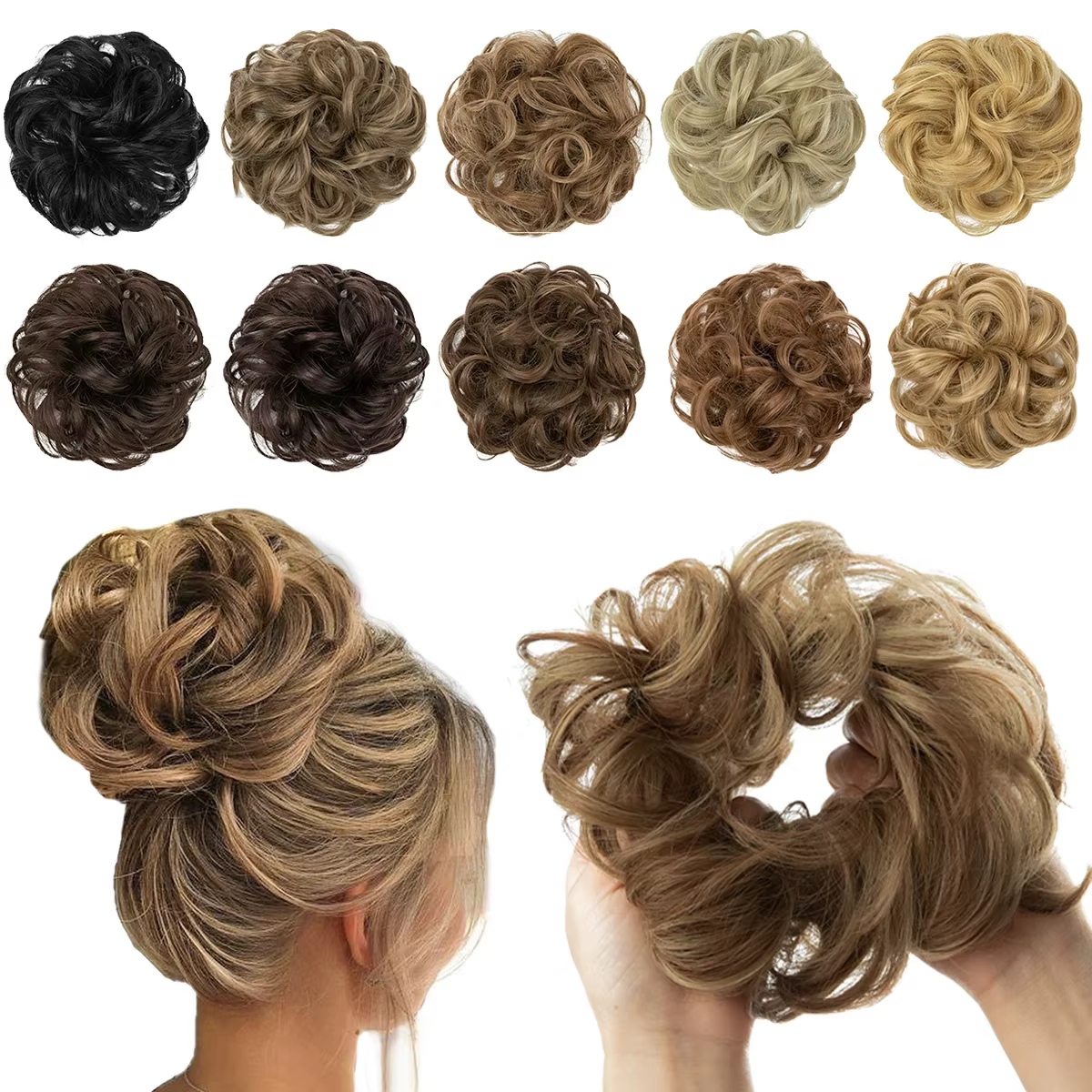 Extensions de Chignon synthétiques bouclés en désordre