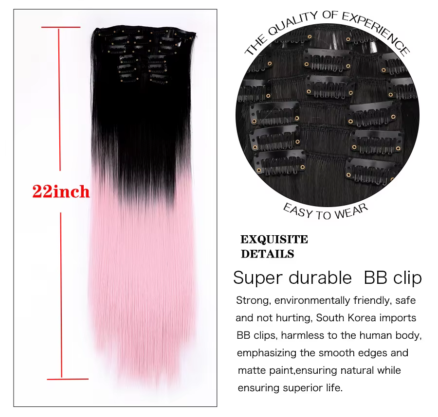 Extensions de cheveux synthétiques à clipser