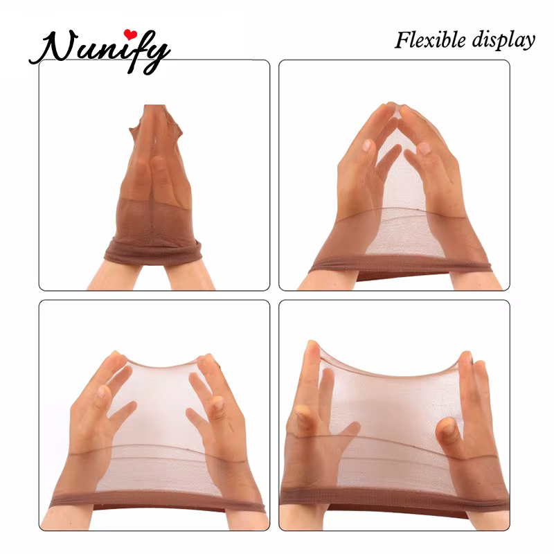 Nunify bonnets de perruque en filet de maille nue avec extrémité fermée pour perruques 2 pièces/paquet bonnet de bas de taille libre rouge café noir Begie marron 6 couleurs