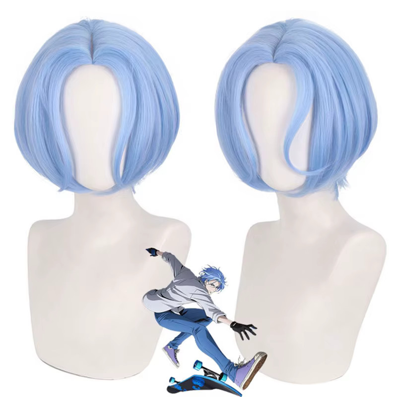 MIYA-Perruque de Cosplay Synthétique Courte Noire Alberen Ya, Anime SK8 Extron, 35cm
