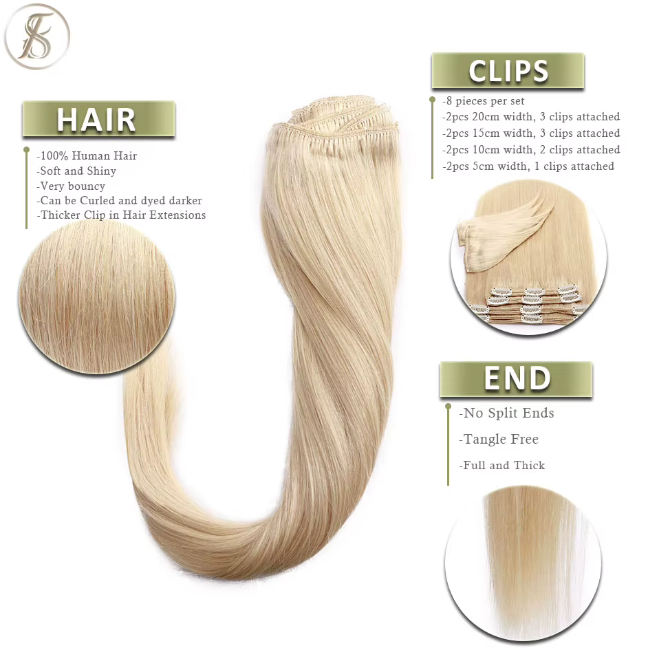 Extensions de Cheveux Naturels Lisses à réinitialisation