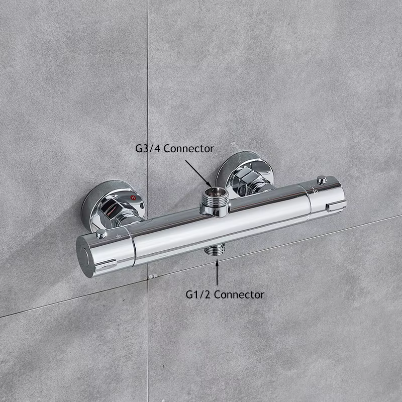 Vanne mitigeur de douche thermostatique chromée, vanne de commande murale à double poignée, mélangeur de salle de bains chaude et froide, robinet de baignoire mélangeur