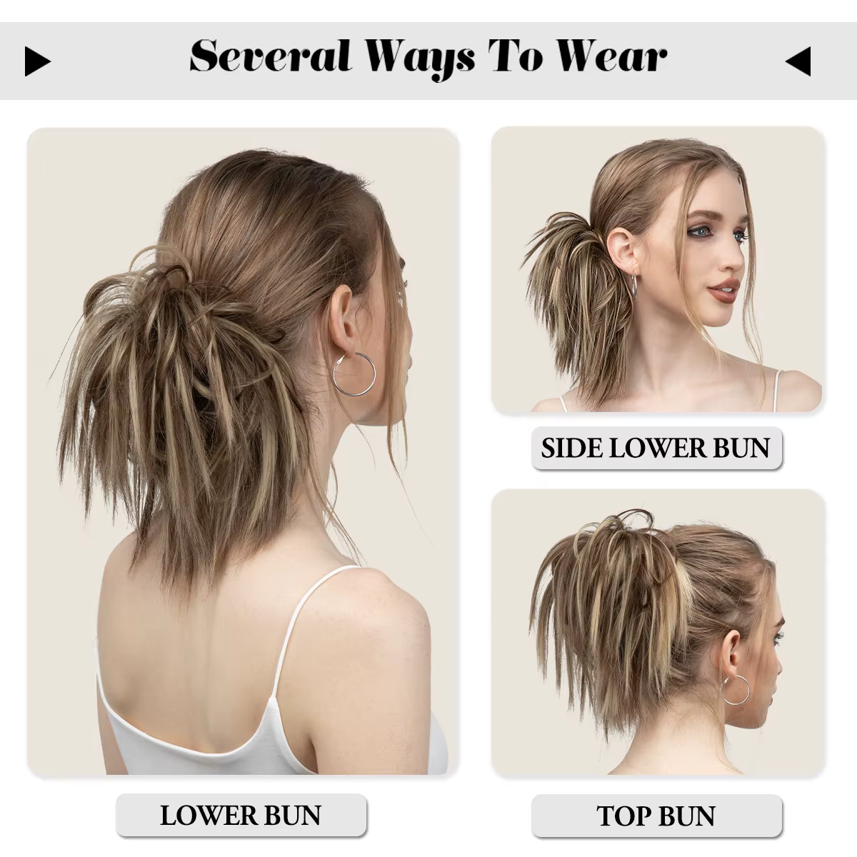 Faux cheveux synthétiques Chignon en désordre