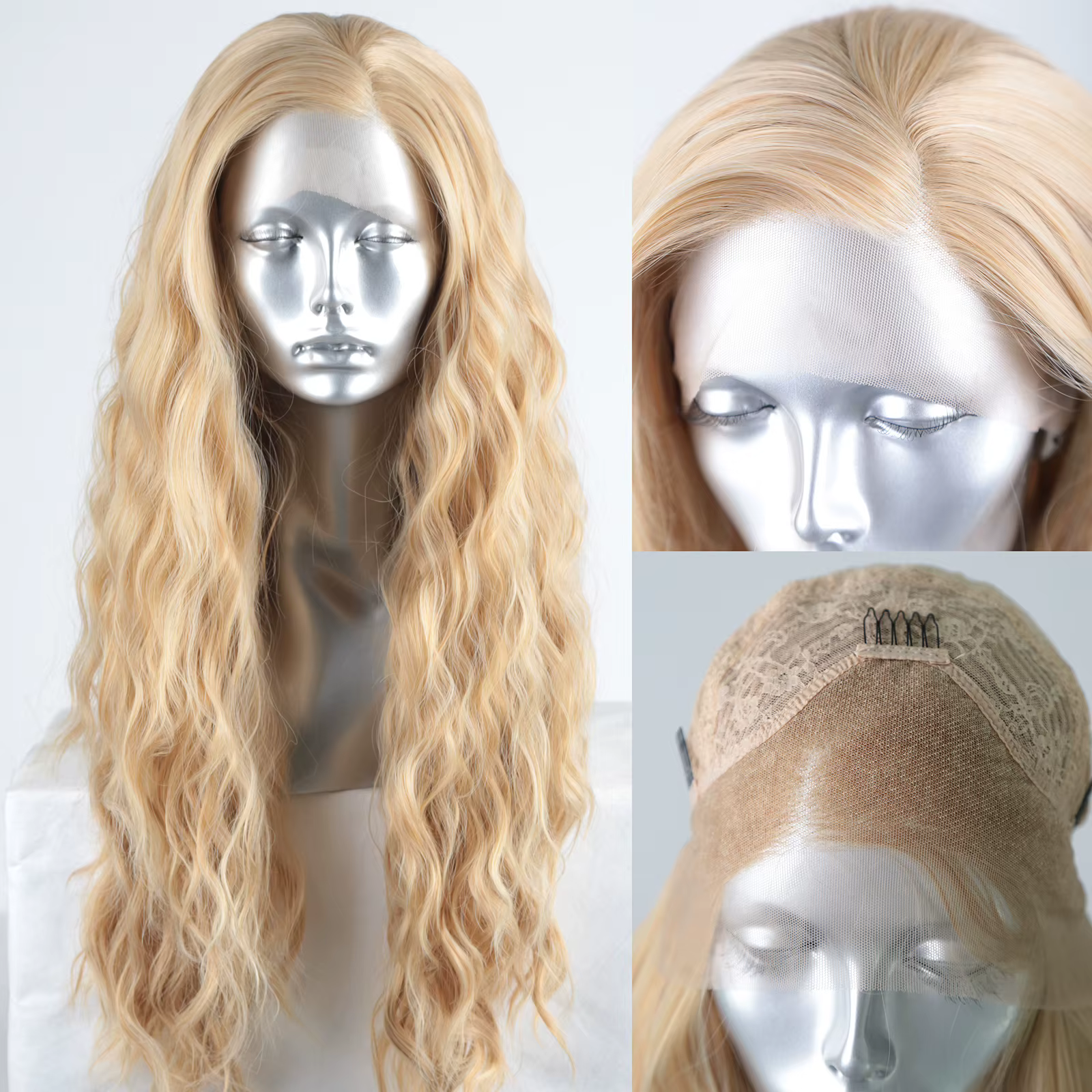 Perruque Synthétique Blonde Mixte pour Femme