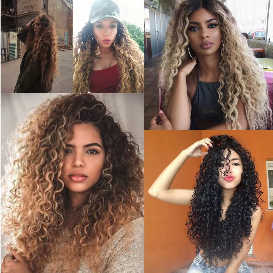 FREEDOM – Extensions capillaires synthétiques, cheveux bouclés, blonds ombrés, 24-28 pouces, 6 pièces/lot, résistants à la chaleur, pour femmes noires