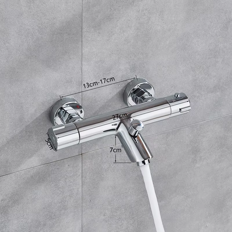 Vanne mitigeur de douche thermostatique chromée, vanne de commande murale à double poignée, mélangeur de salle de bains chaude et froide, robinet de baignoire mélangeur