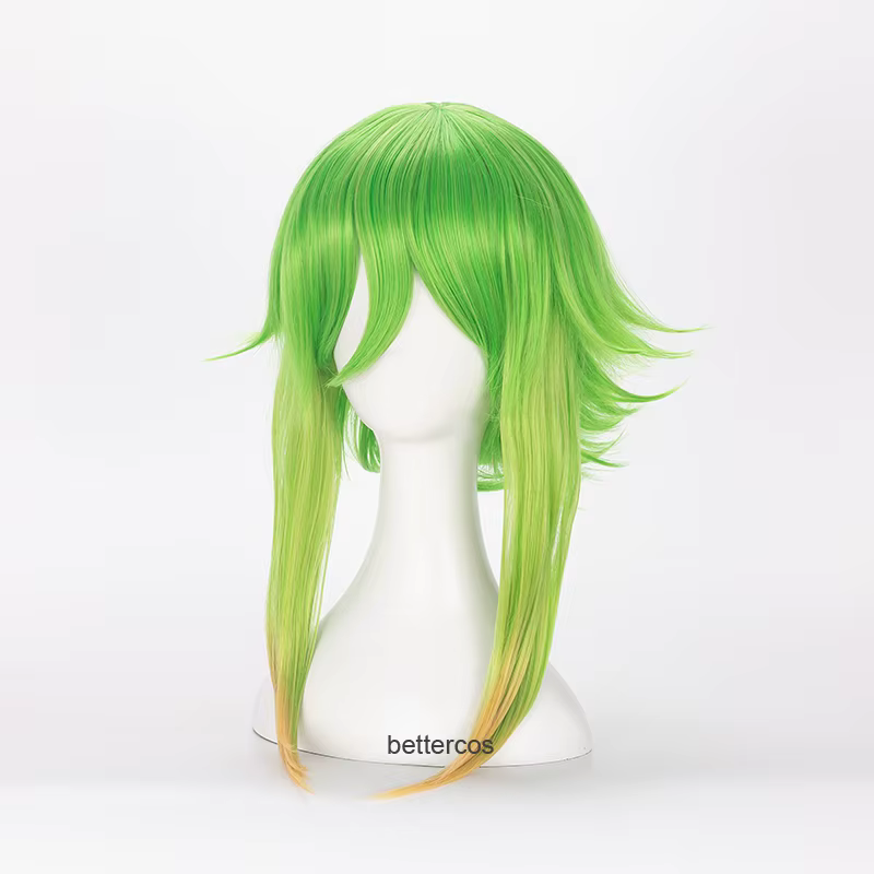 Vocaloid Megpoid Gumi Cosplay perruque 45 cm vert doré Ombre courte couches moelleux résistant à la chaleur synthétique