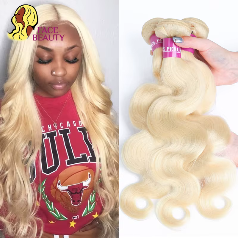Tissage en lot brésilien naturel Remy Body Wave blond 613