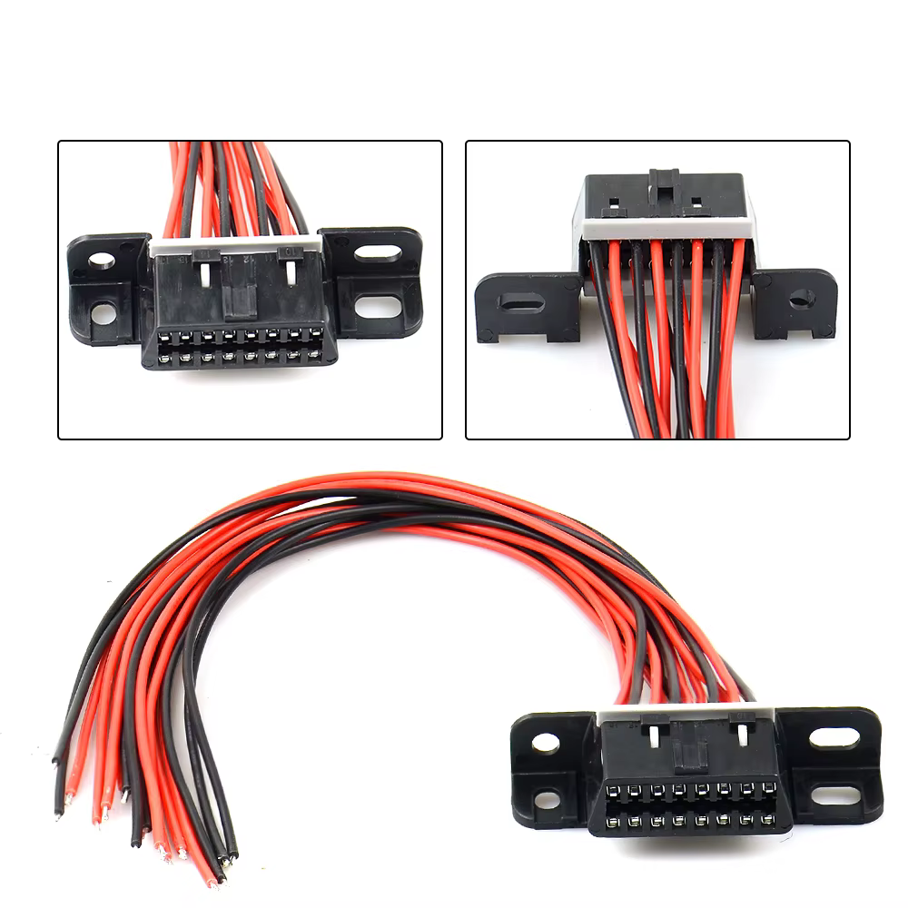 Câble d'extension coudé OBD2 mâle aux touristes femelle, 16 broches disponibles pour connecter 1 en 2, adaptateur d'extension OBD 2 Abrted