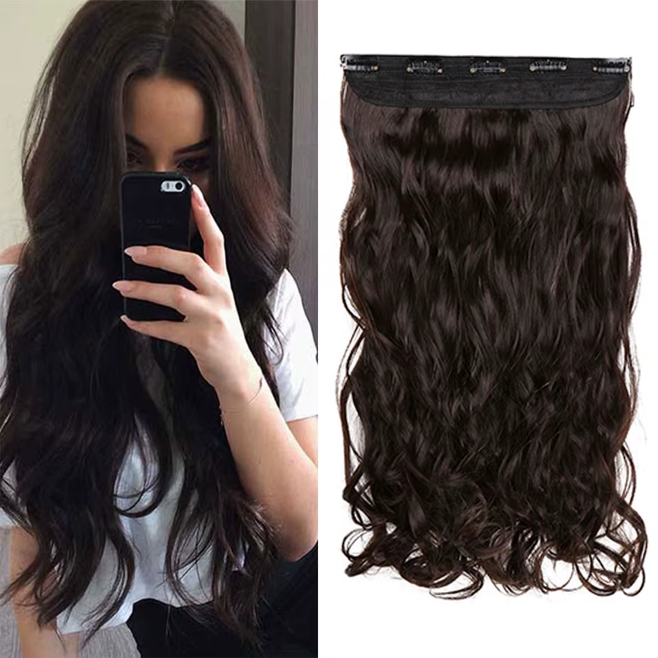 S-noilite synthétique longue pince ondulée en une seule pièce cheveux 4 longueurs Extension demi-tête naturelle fausse