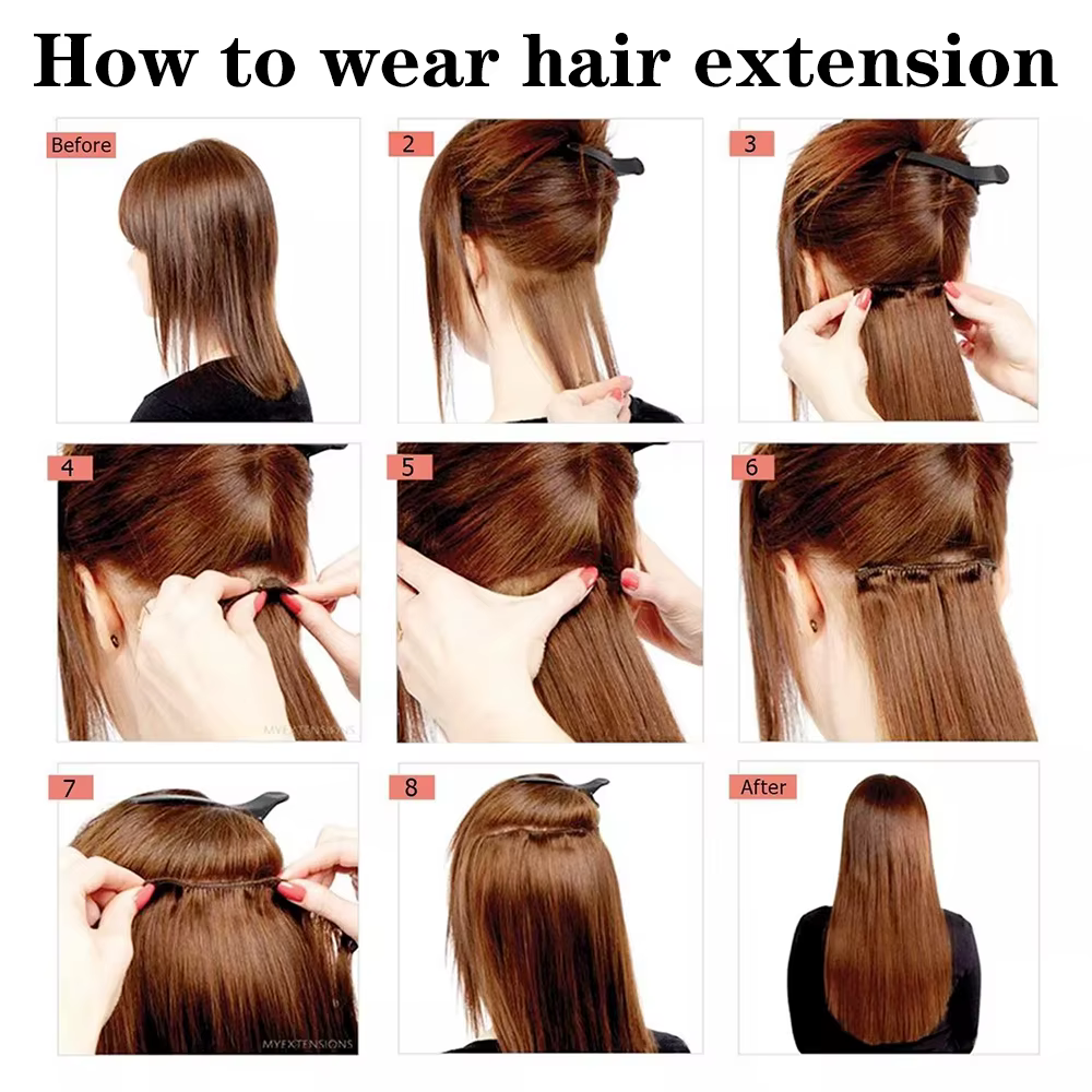 Extensions de Cheveux Synthétiques Longs et Lisses