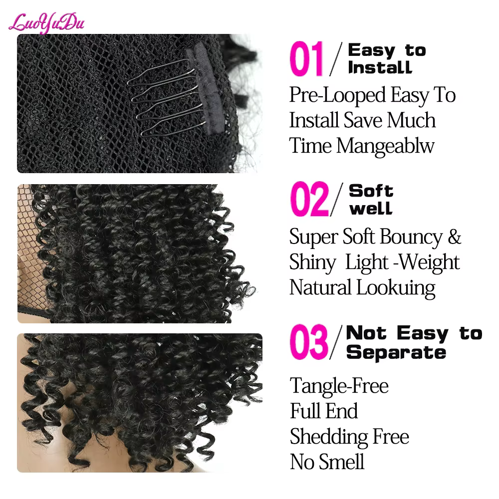 Afro Kinky Curly Ponytail Hair Extensions Trawstring