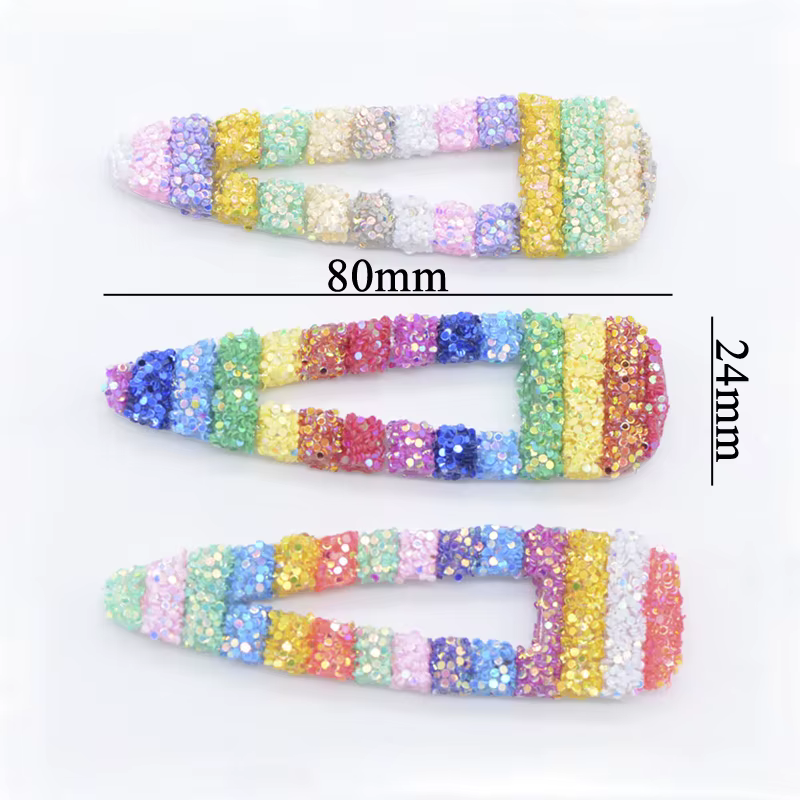 Lot de 6 pinces à cheveux en forme de goutte d'eau avec paillettes arc-en-ciel de 8 cm pour la fabrication de coiffes