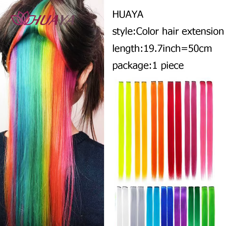Extensions de Cheveux Synthétiques Longs et Lisses Colorés