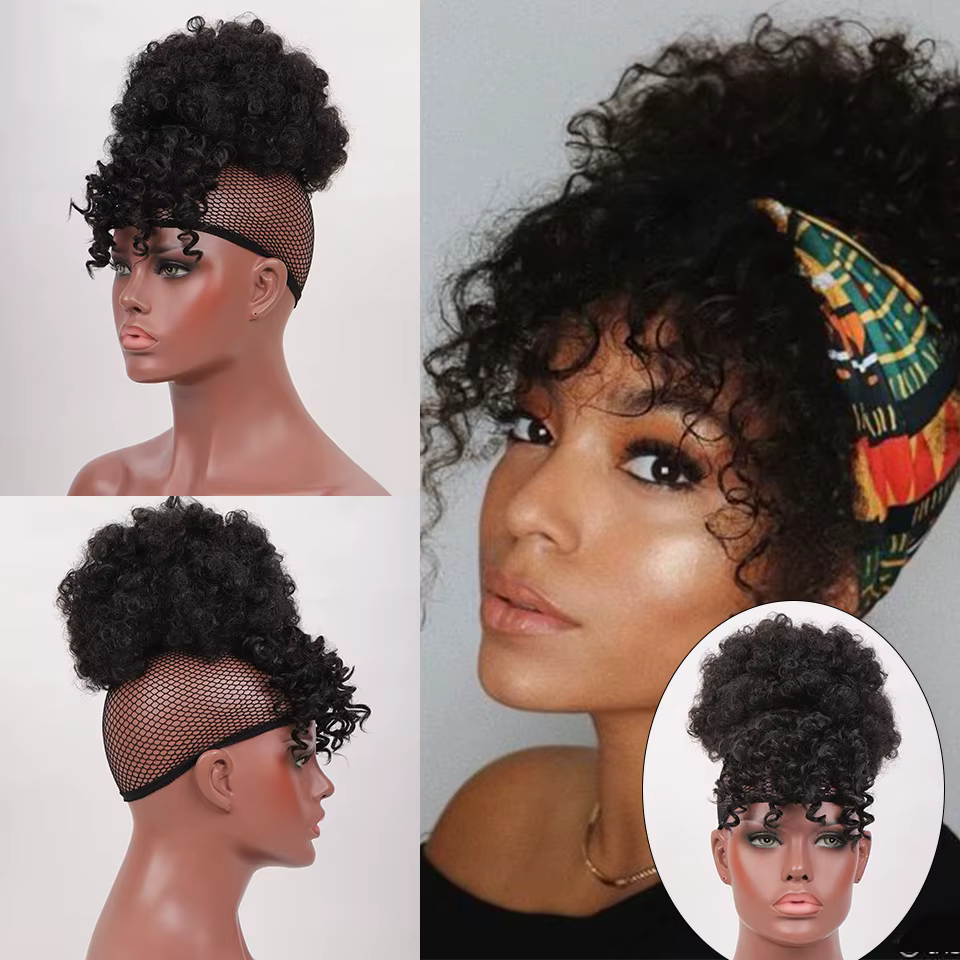 Postiche chignon synthétique pour femmes noires