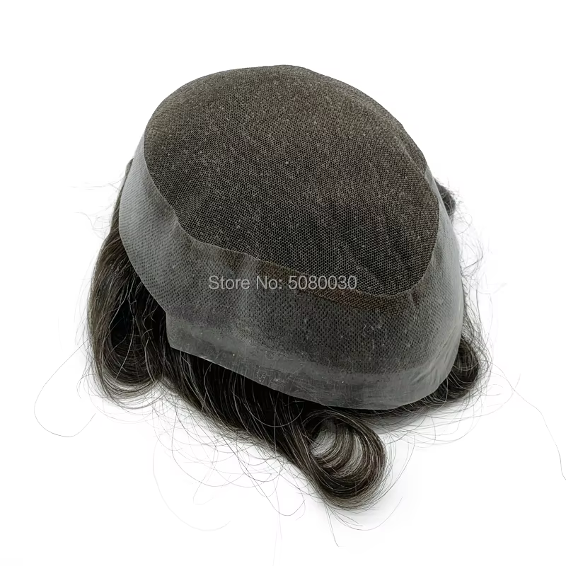 Toupet en cheveux Remy avec dentelle autour de Pu pour hommes