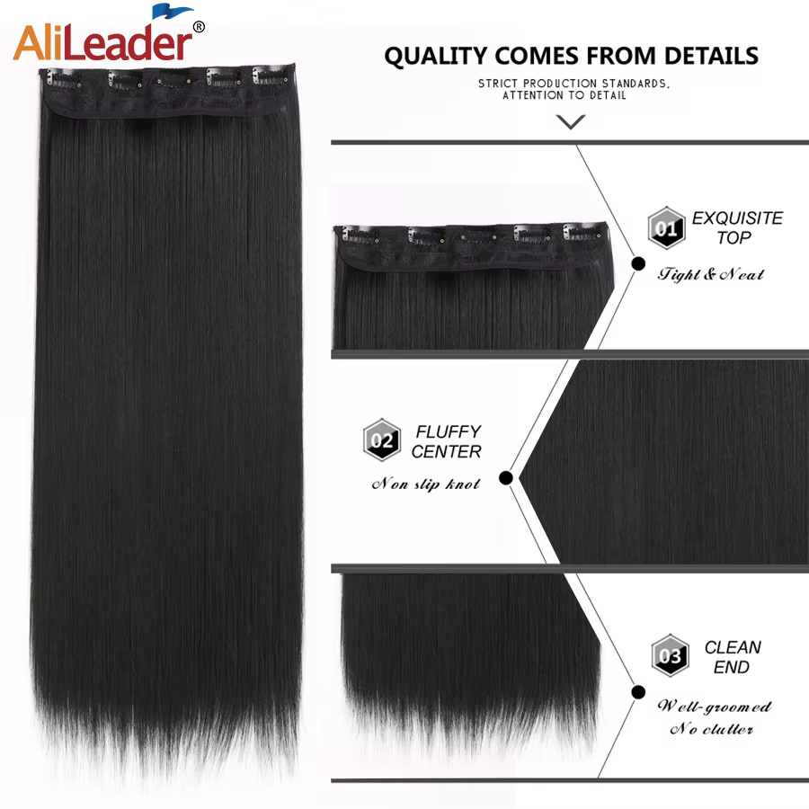 Alileader pince synthétique dans l'extension de cheveux brun