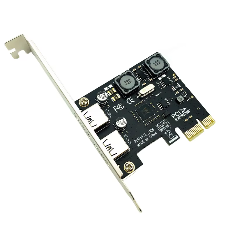 Adaptateur USB 3.0 PCI Express PCI e vers 2 ports USB 3 carte adaptateur d'extension USB3 PCIe PCI-e x1 convertisseur de contrôleur pour ordinateur de bureau