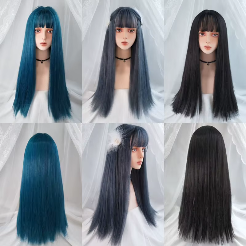 VICWIG – Perruque de cosplay longue avec frange