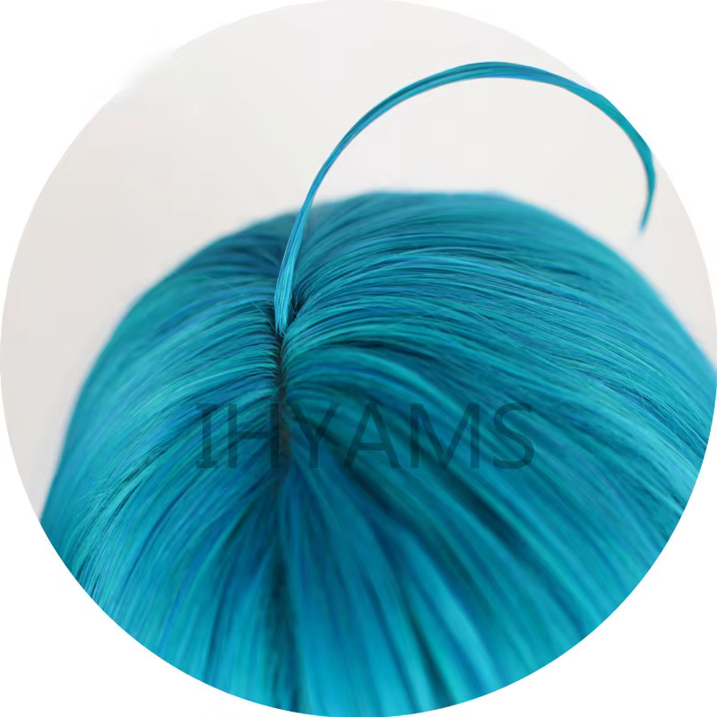 Gwen Game LOL Cosplay perruque bleu vert mixte longues perruques bouclées résistant à la chaleur cheveux synthétiques