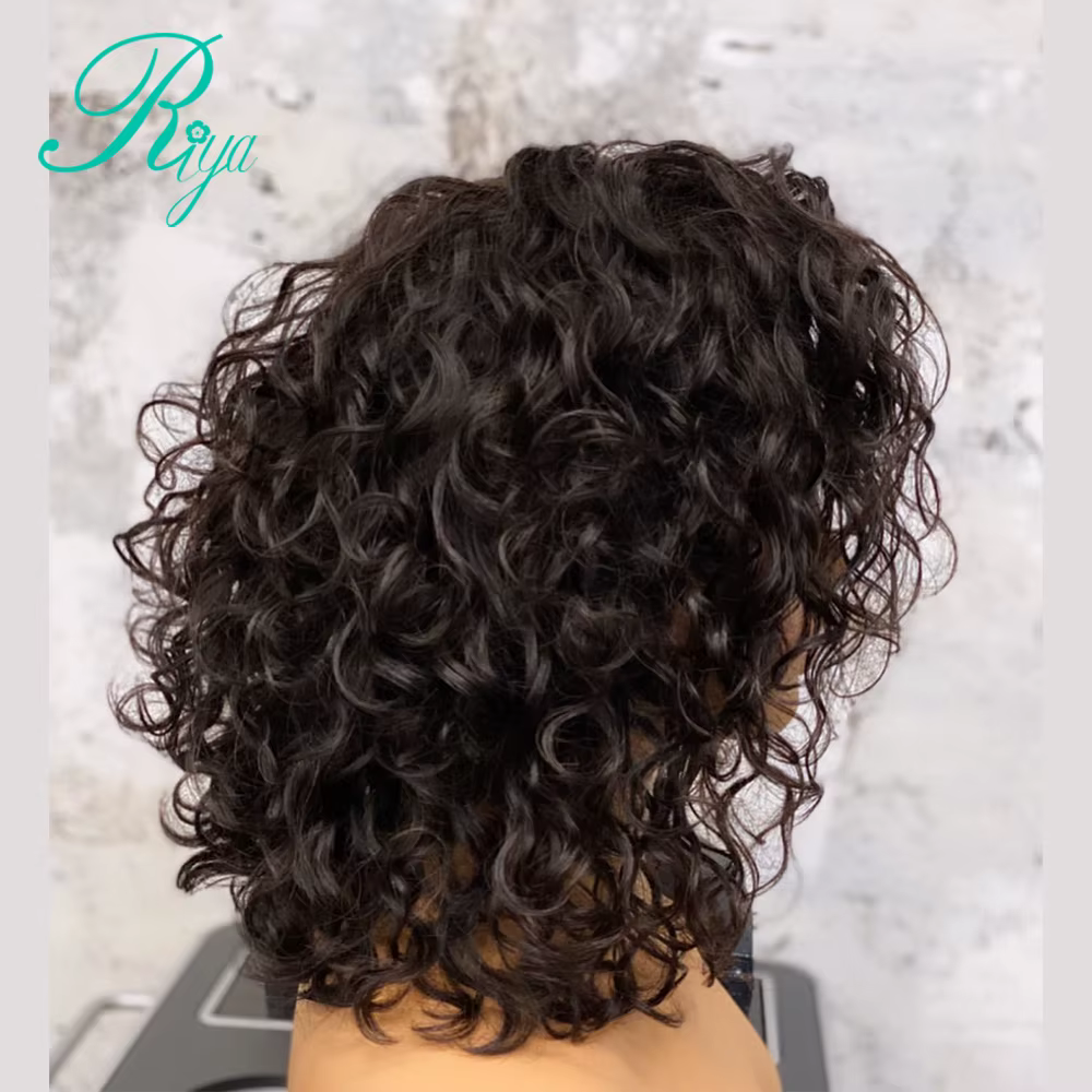 4X4 fermeture dentelle perruque Pixie court bouclés Bob coupe émoussée