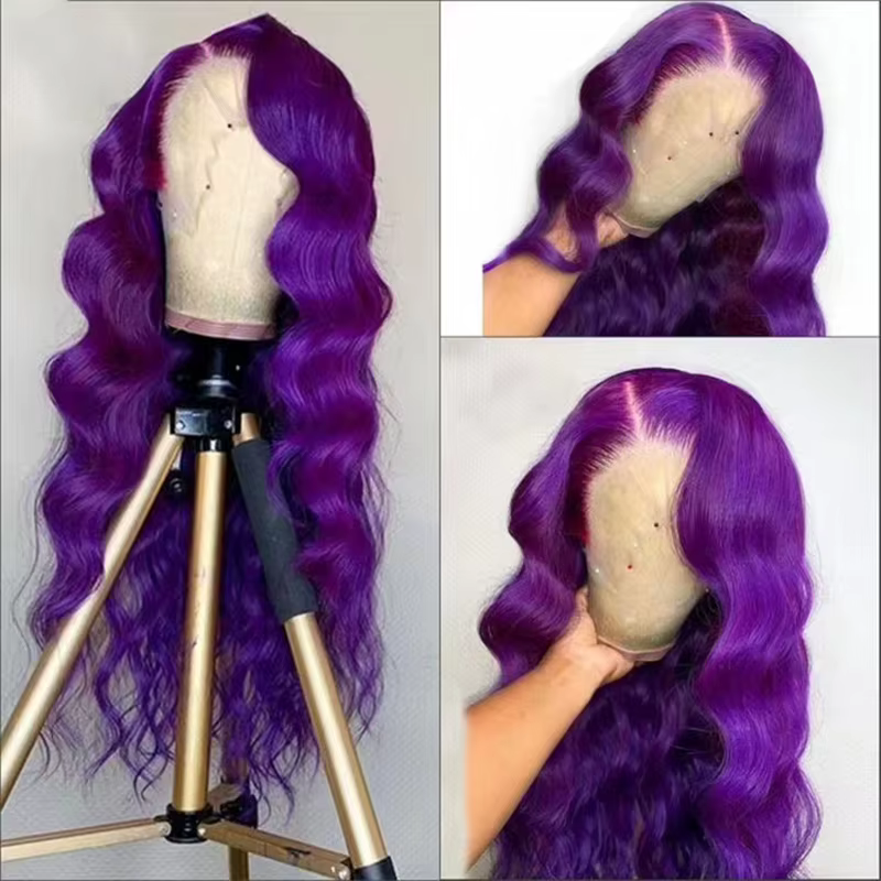 Perruque Lace Front Wig synthétique Body Wave longue bleu foncé, 13x4, naissance des cheveux naturelle pré-épilée, perruque de Cosplay à usage quotidien pour femmes